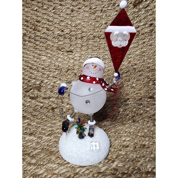 Vtg. Lighted Acrylic Skiing Bobble Christmas Snowman Santa Kite JC Penny Holiday - Picture 2 of 15